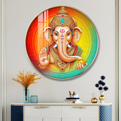 Lord Ganesha Premium Acrylic Round Wall Art