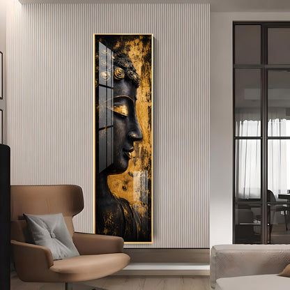 Golden Meditating Buddha Premium Acrylic Vertical Wall Art