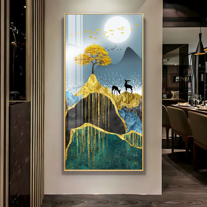 Moon & Mountains Premium Acrylic vertical Wall Art