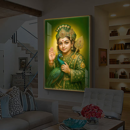 Divine Lord Murugan Modern Luxury Backlight Vertical Wall Art