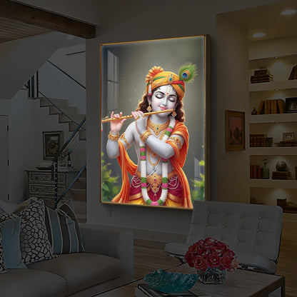 Shri Krishna Modern Luxury Backlight Vertical Wall Art