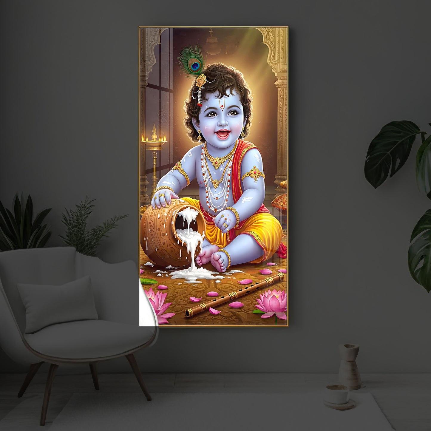 Bal Krishna Modern Luxury Backlight Vertical Wall Art