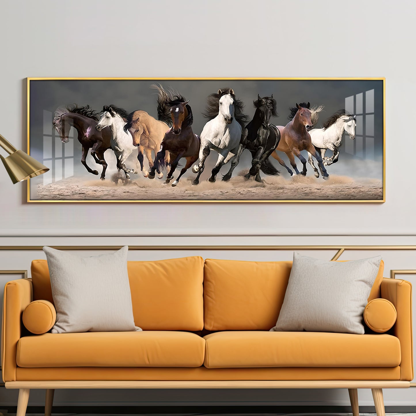 Running Horses Premium Acrylic Horizontal Wall Art