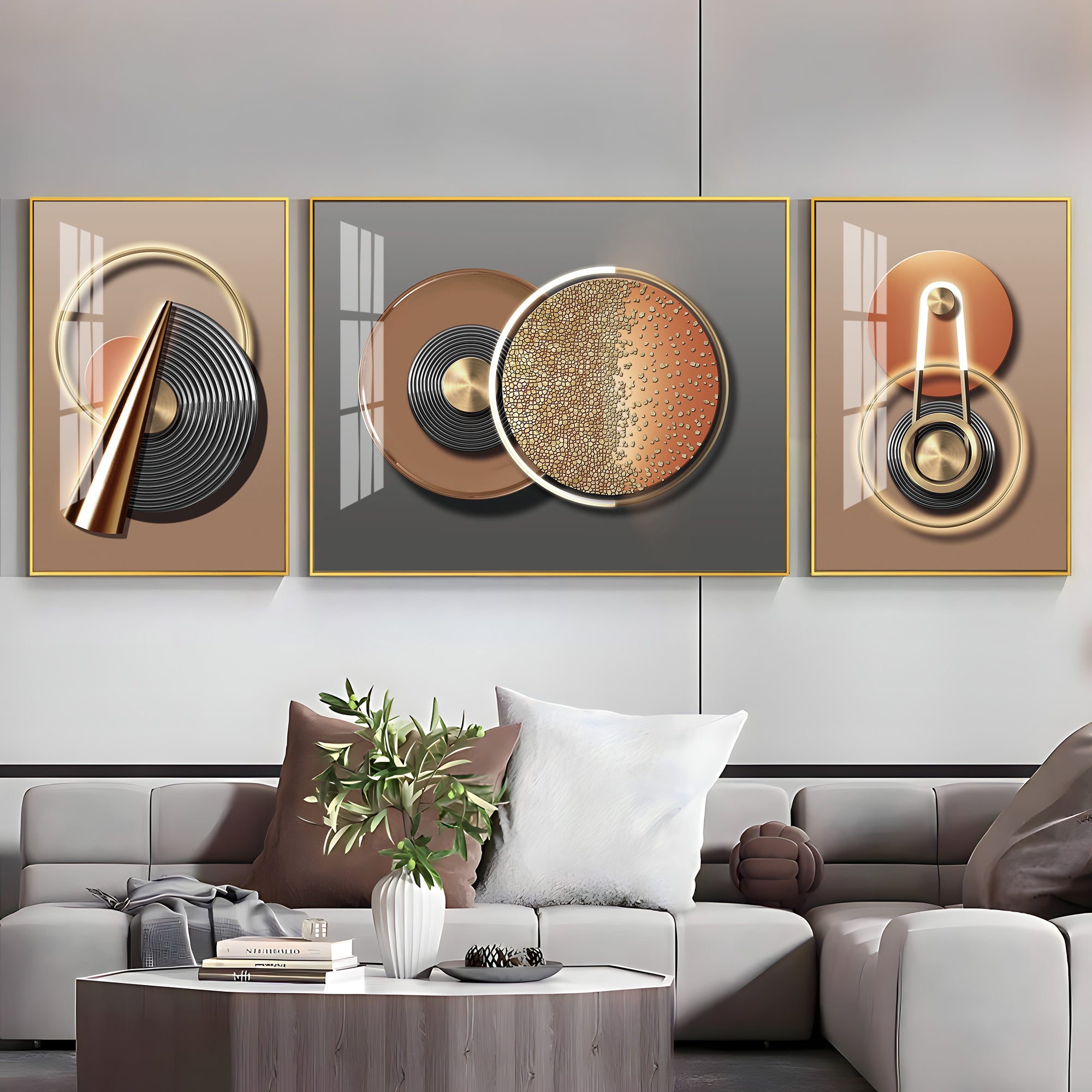 Abstract Geometry Luxury Crystal Wall Art (Set of 3)