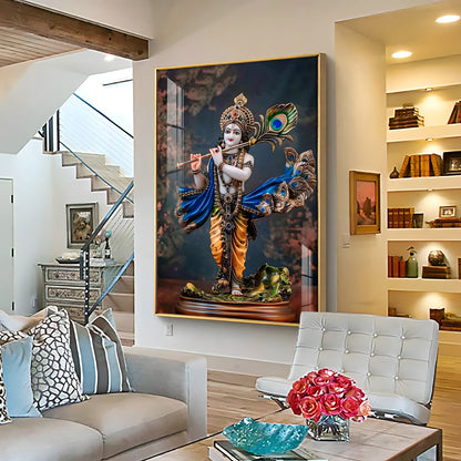 Divine Harmony Of Krishna Premium Vertical Acrylic Wall Art