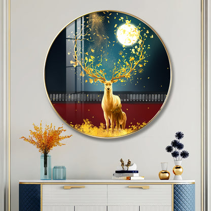 Celestial Deer Premium Acrylic Round Wall Art