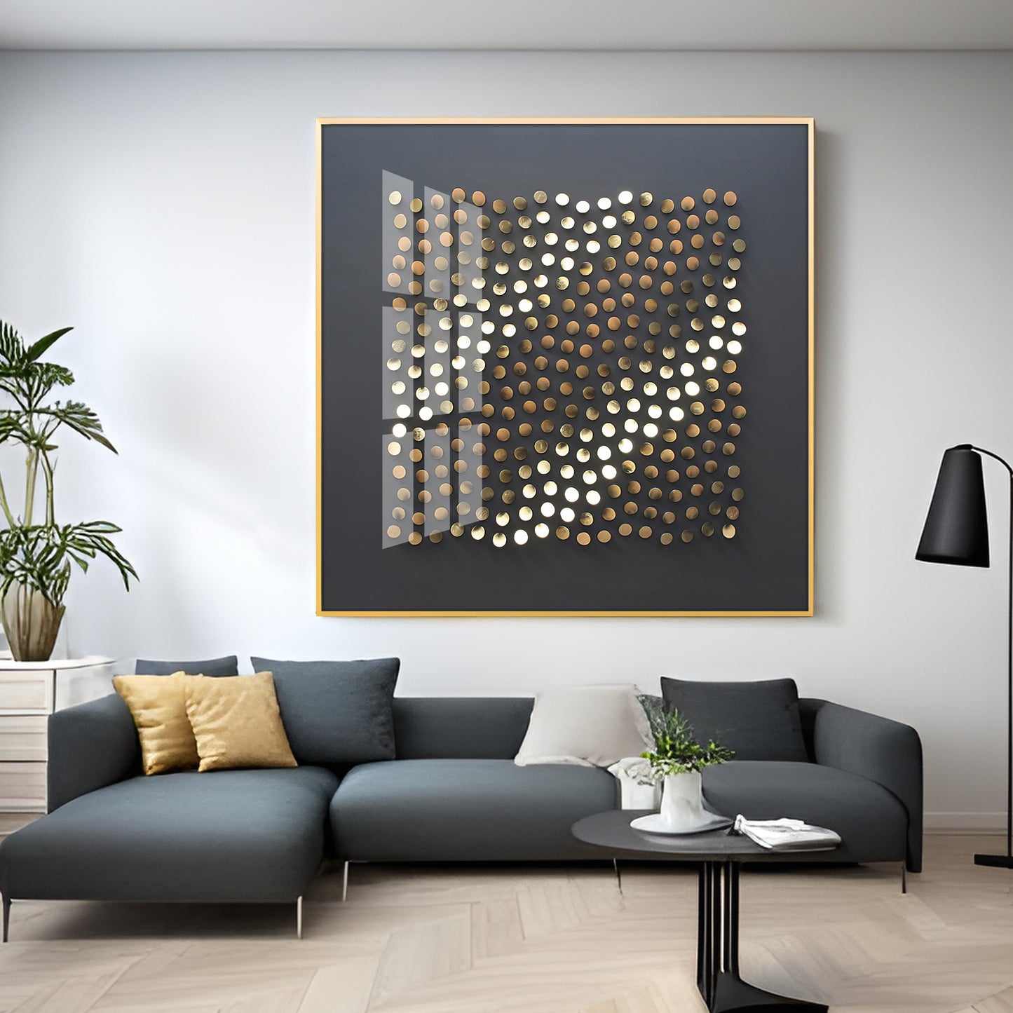 Golden Pebbles Premium Acrylic Square Wall Art