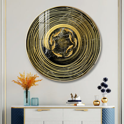 Koi In Spiral Premium Acrylic Round Wall Art