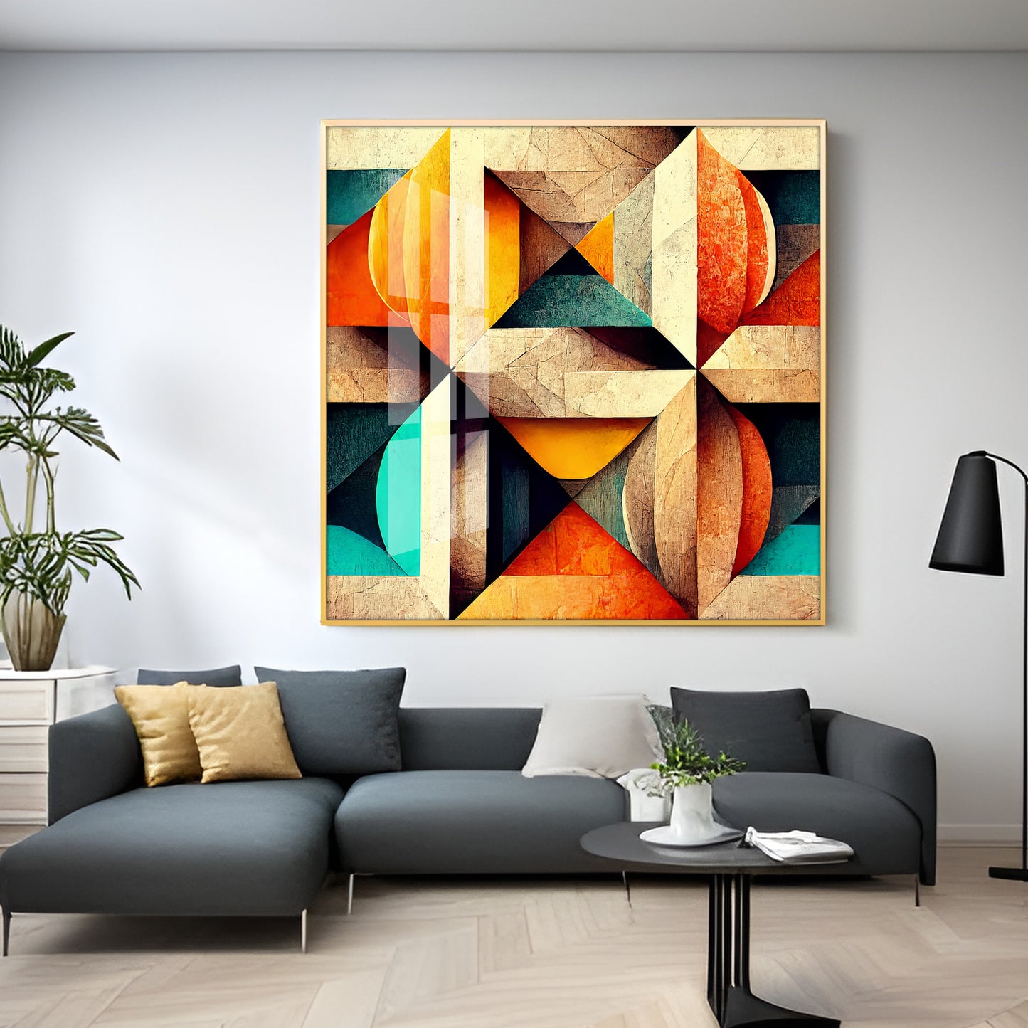 Seamless Pattern Shapes Premium Acrylic Square Wall Art