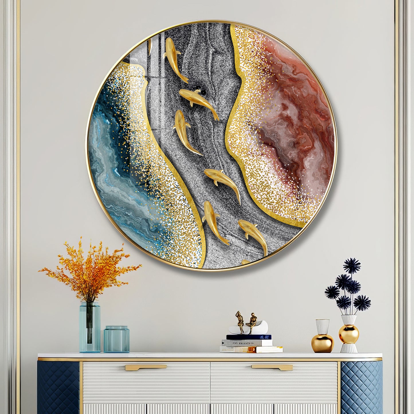 Oceanic Embrace Premium Acrylic Round Wall Art