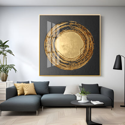 Retro Golden Circle Premium Acrylic Square Wall Art