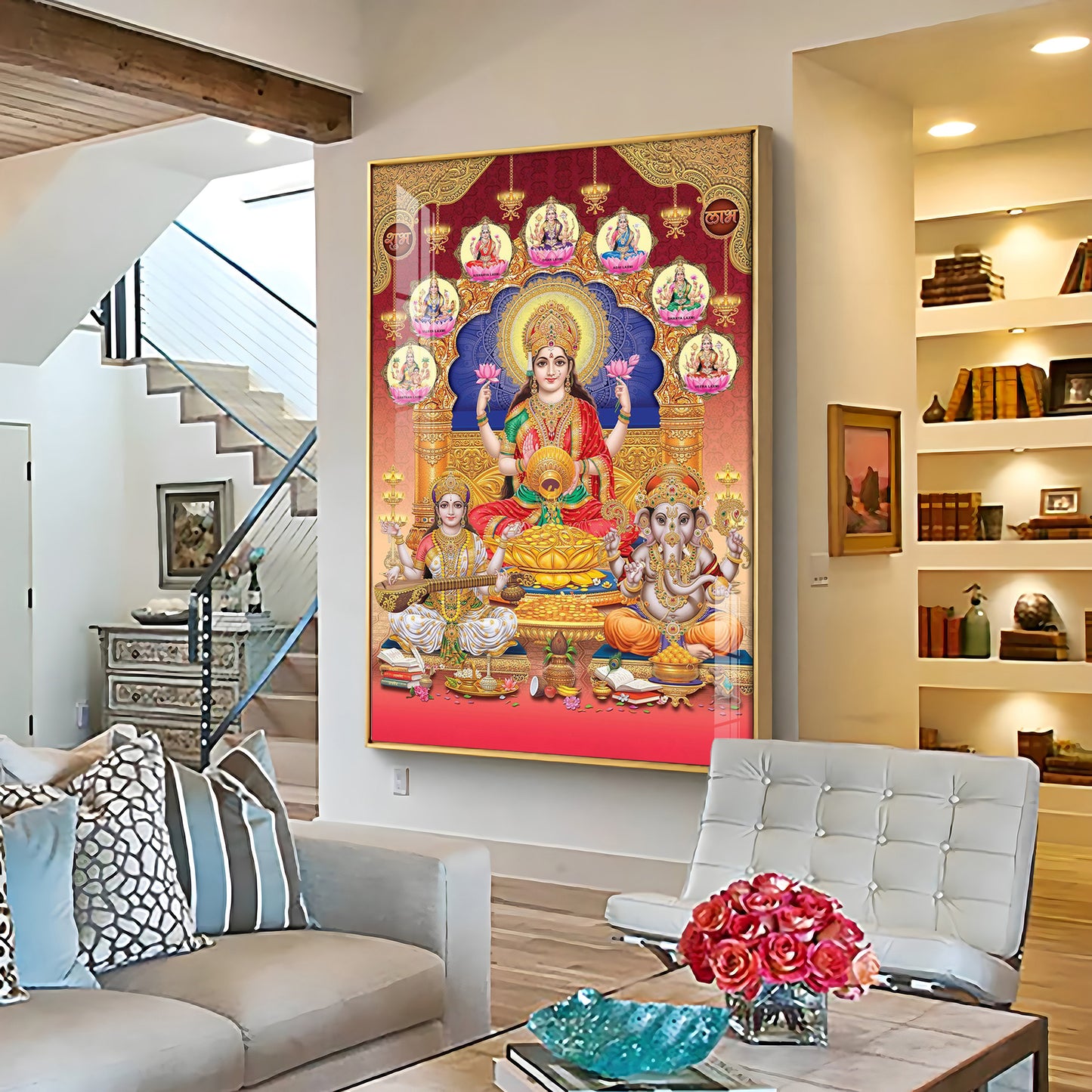 Enchanted Divinity Of Maha Laxmi Ji Premium Acrylic Vertical Wall Art