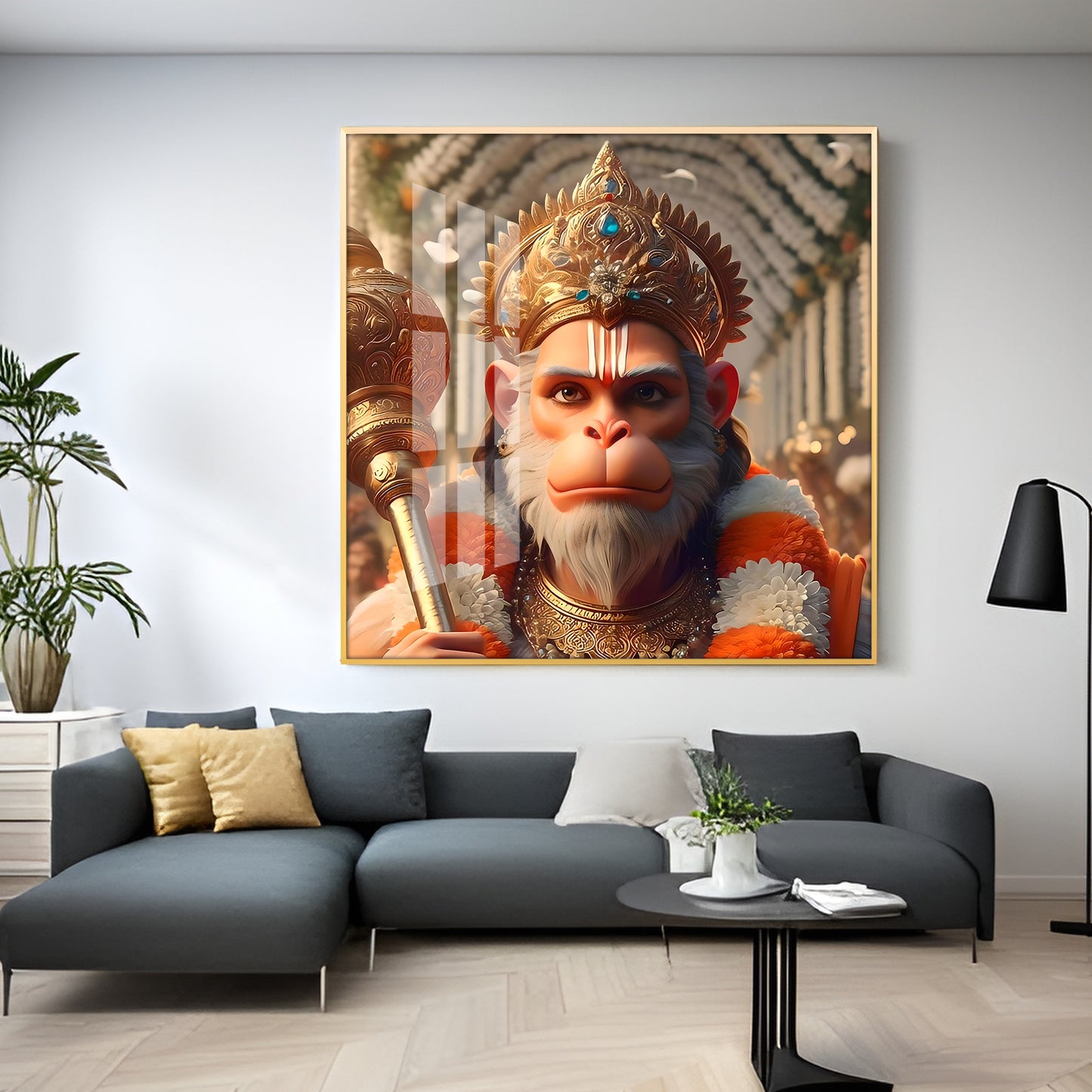 Ram Bhakt Hanuman Premium Acrylic Square Wall Art