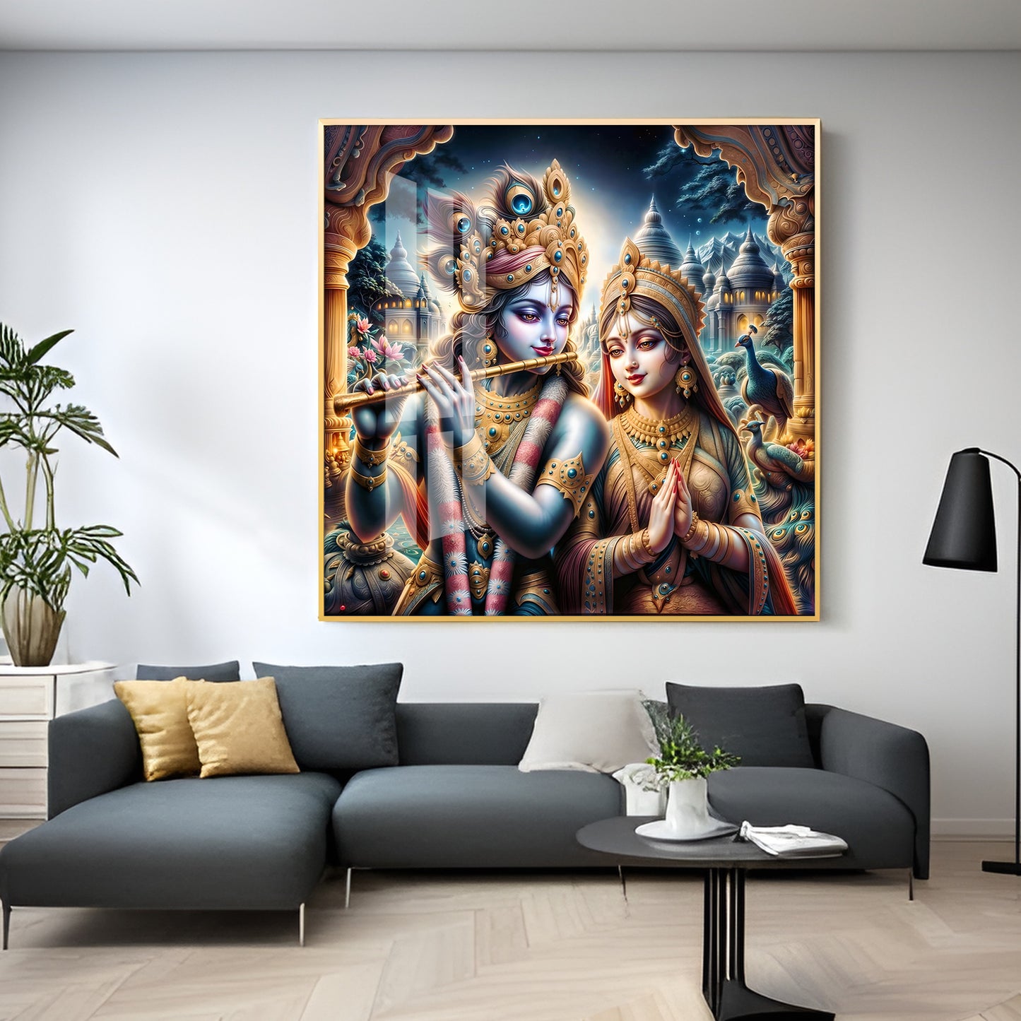 Jai Shree Radhe Krishna Premium Acrylic Square Wall Art