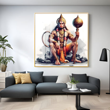 Jai Shree Hanuman Premium Acrylic Square Wall Art