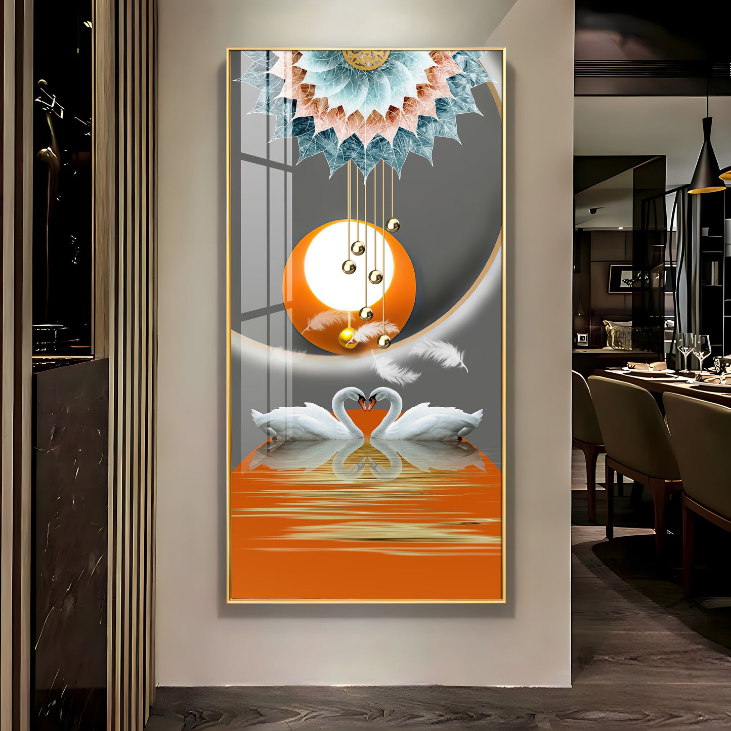 Loving Swans Premium Acrylic Vertical Wall Art