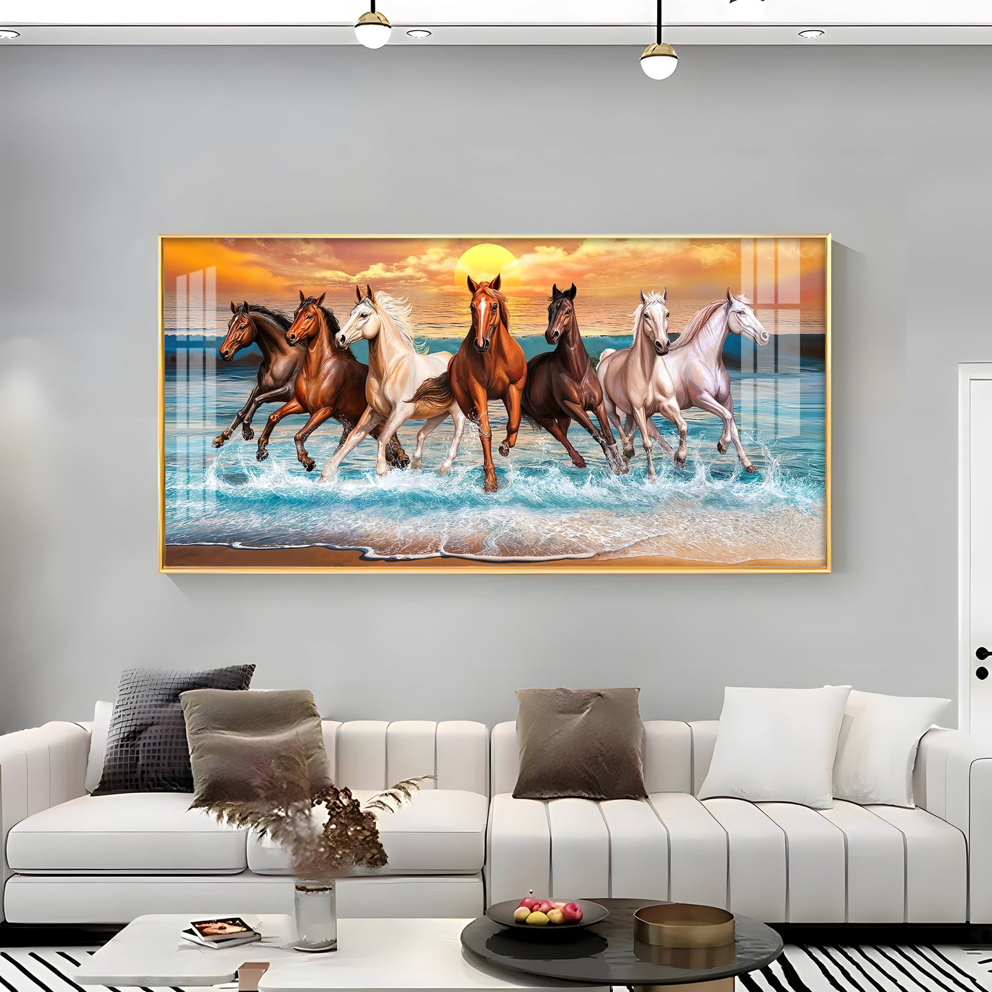 Seven Horses Running Premium Acrylic Horizontal Wall Art