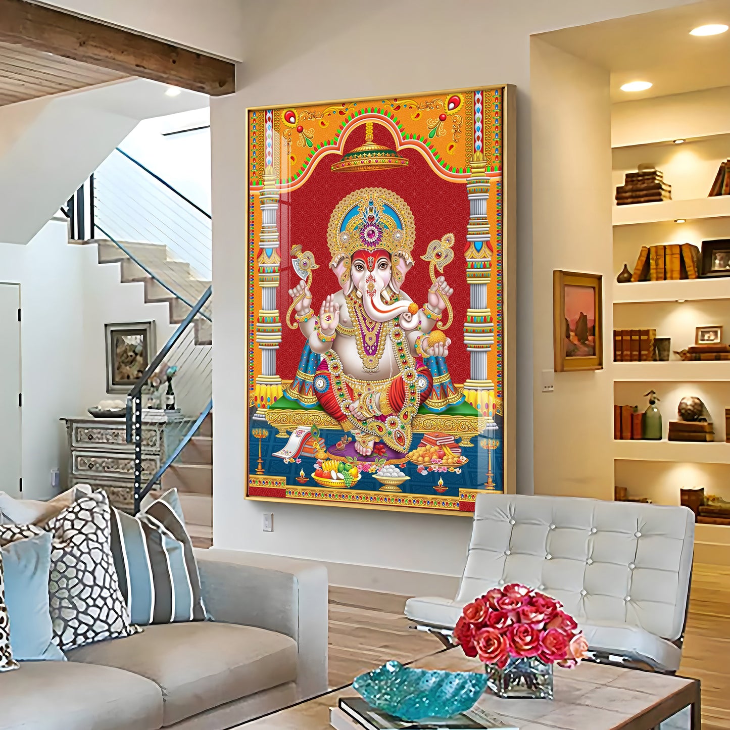 Divine Ganesha Premium Acrylic Vertical Wall Art