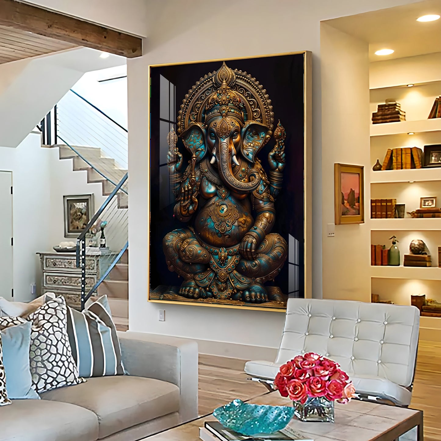 Lord Ganesha Premium Acrylic Vertical Wall Art