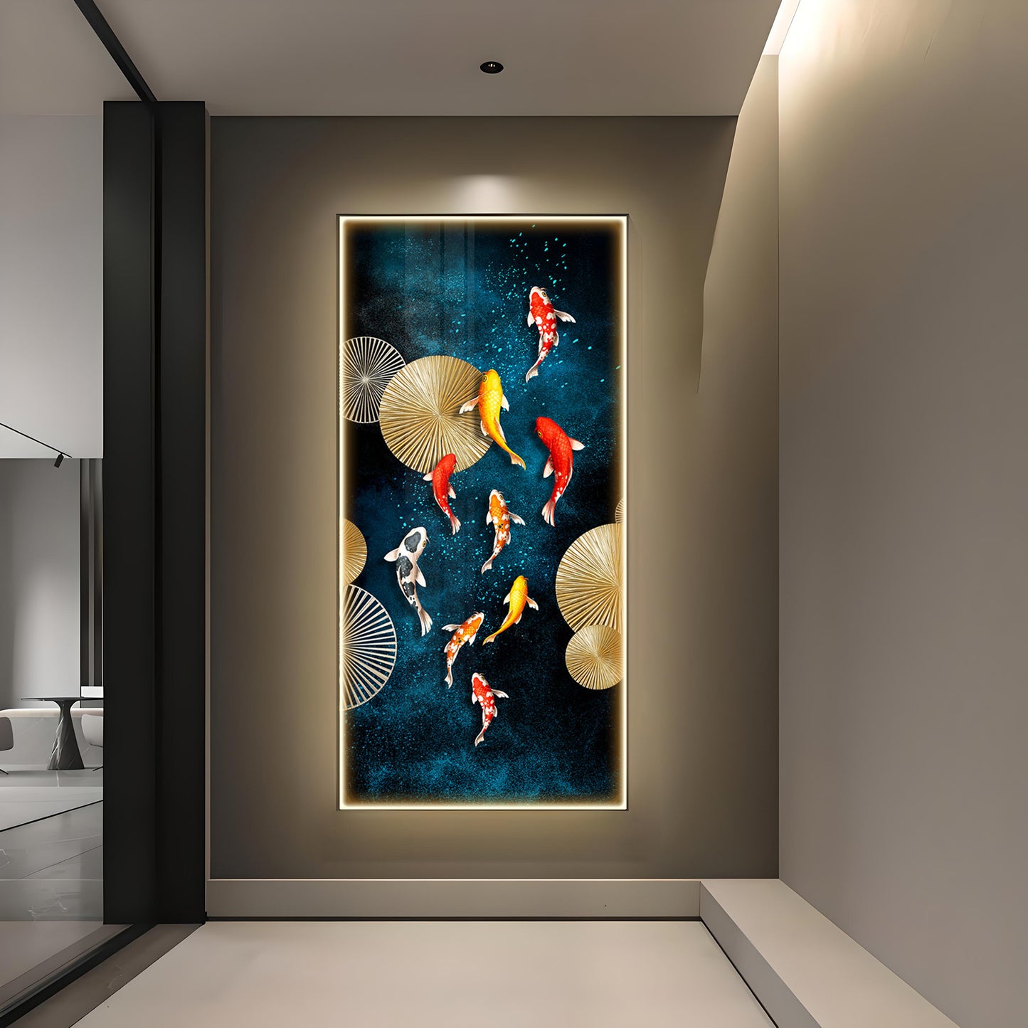 Koi Fish Feng Shui Luxury Crystal Wall Art