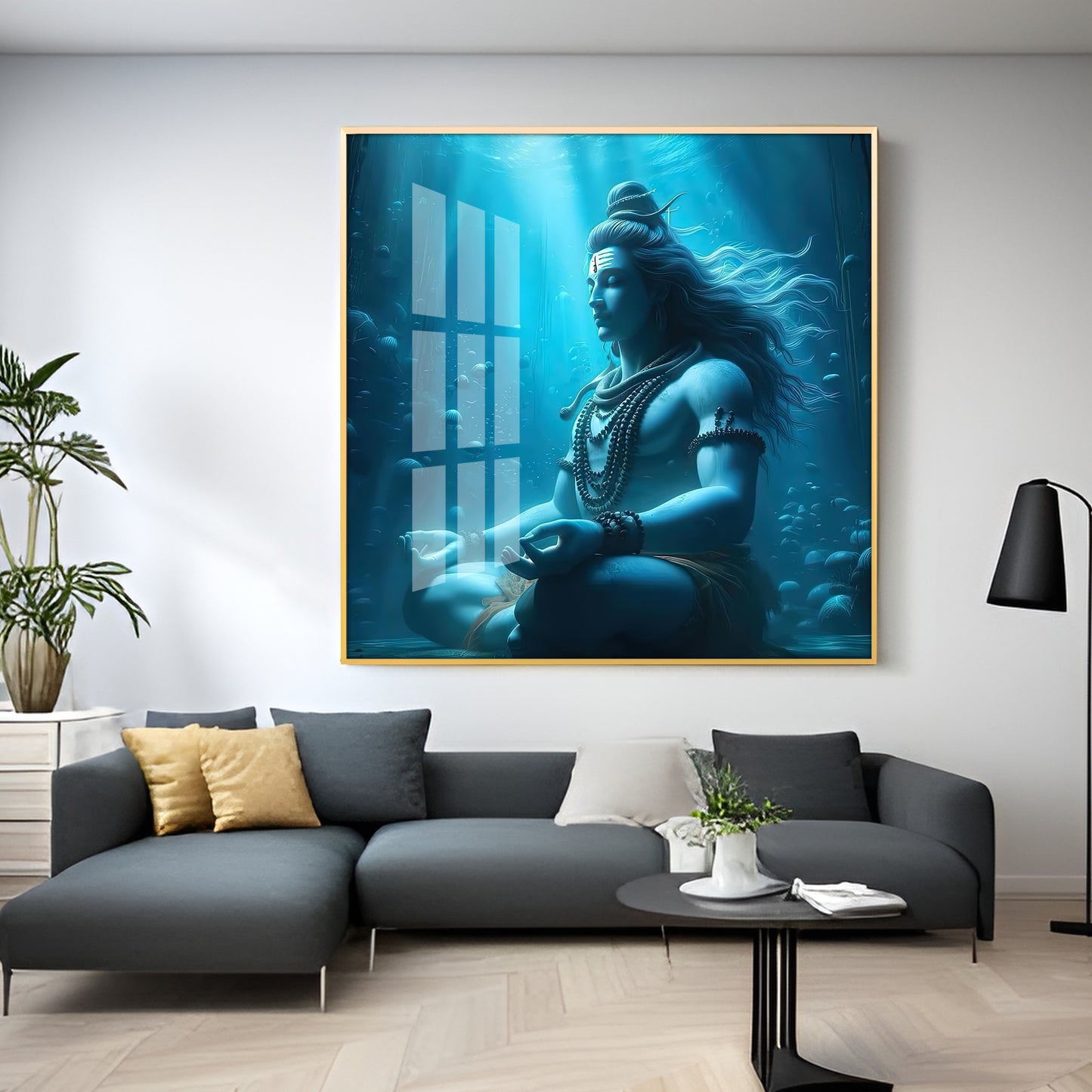 Meditating Shiva Premium Acrylic Square Wall Art