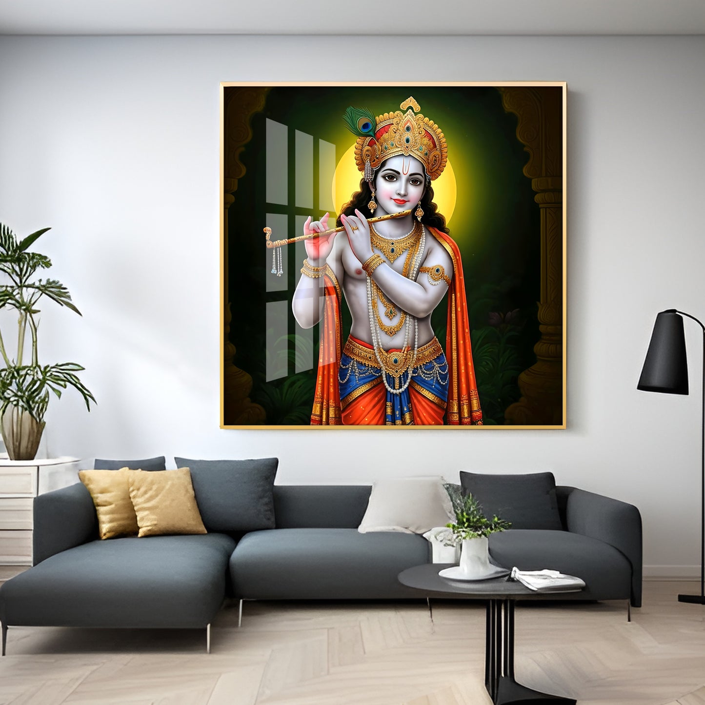 Sacred Essence Of Krishna Premium Acrylic Square Wall Art