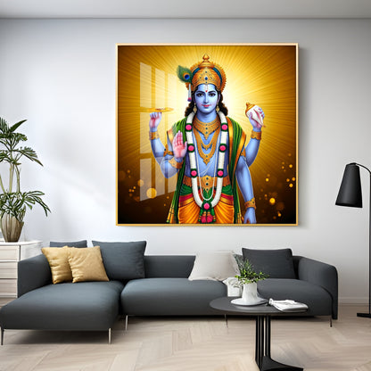 Ethereal Presence Of Lord Krishna Premium Acrylic Square Wall Art