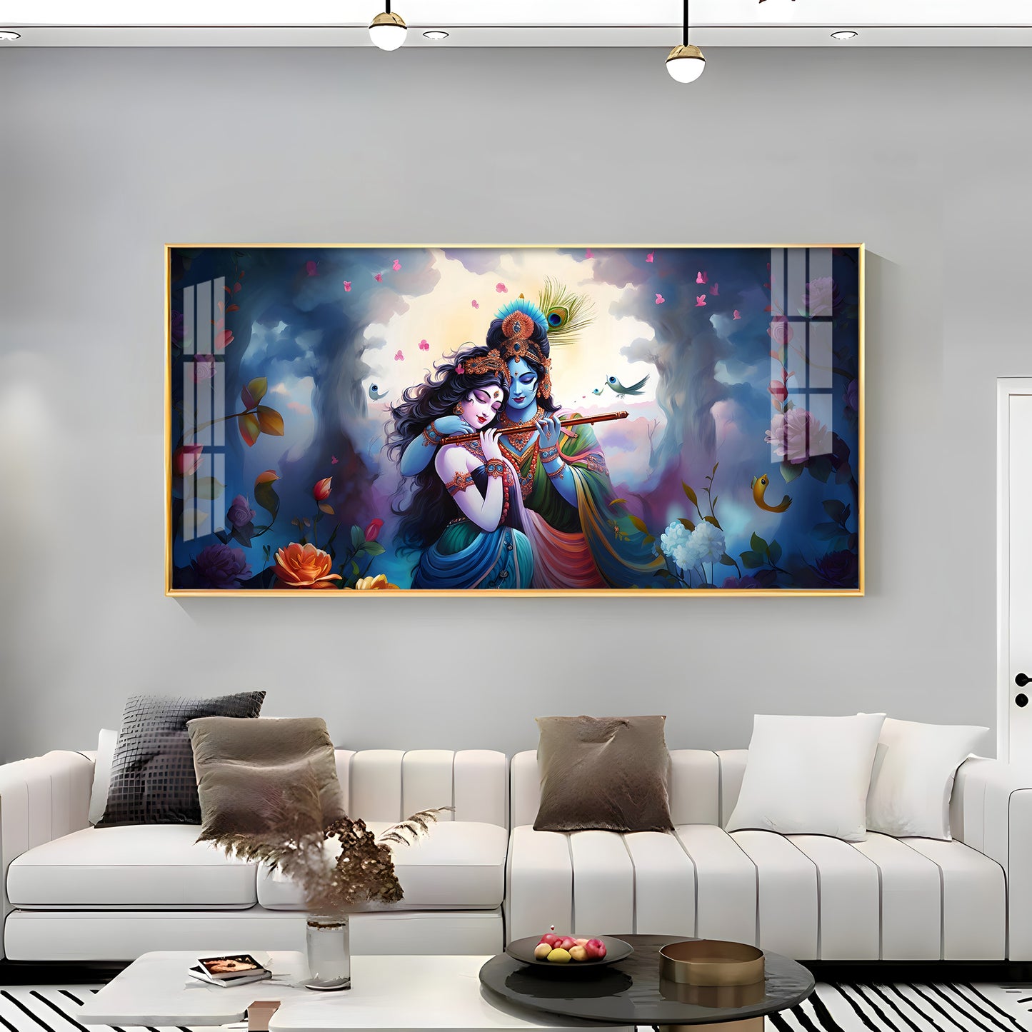 Astounding Love Of Radha Krishna Premium Acrylic Horizontal Wall Art