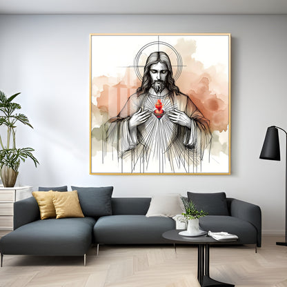 Sketch Spirit of Jesus Premium Acrylic Square Wall Art