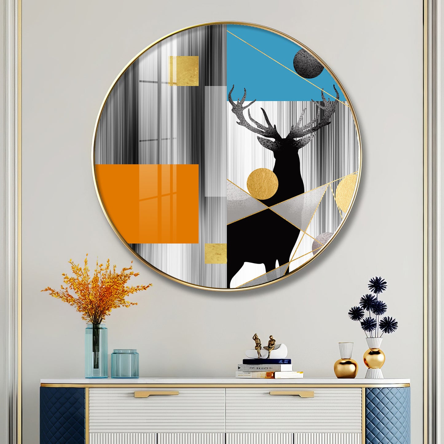 Circular Deer Premium Acrylic Round Wall Art