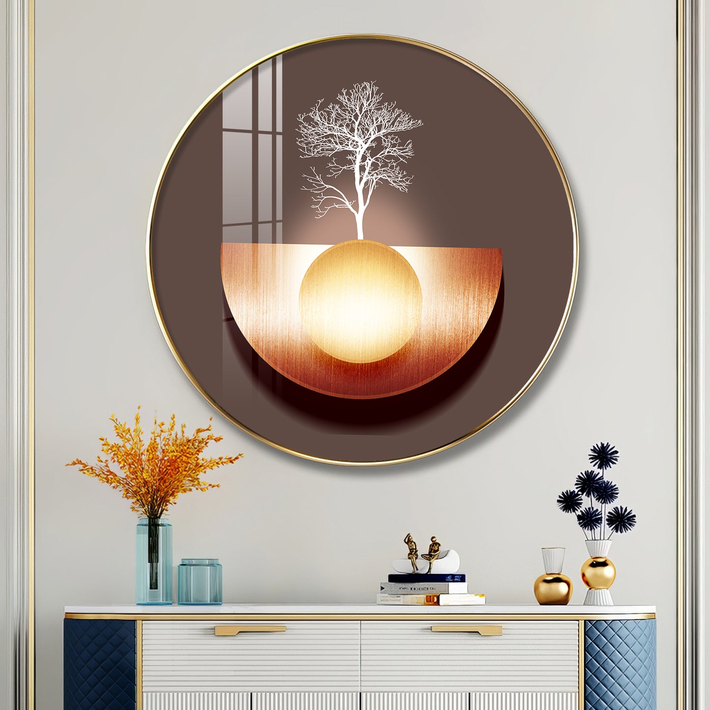 Reflective Arbor Premium Acrylic Round Wall Art