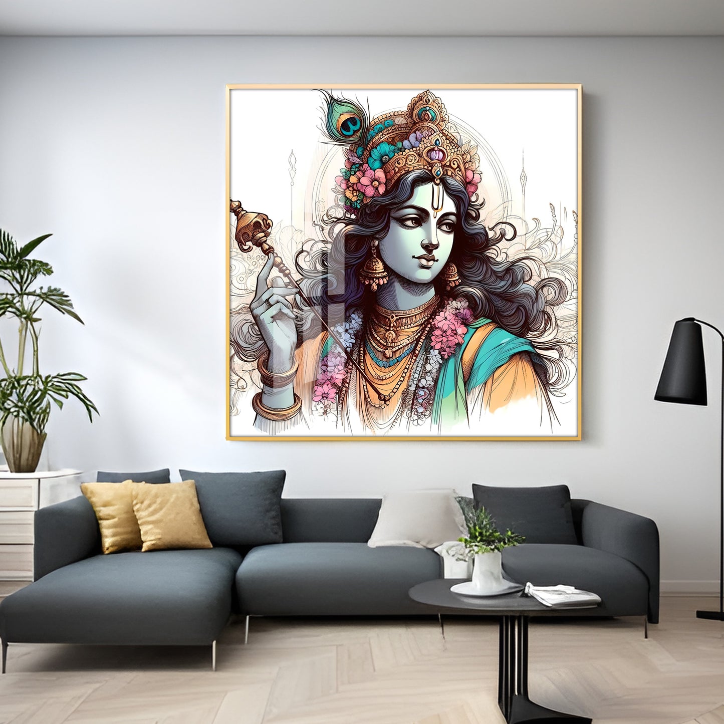 Divine Krishna Premium Acrylic Square Wall Art