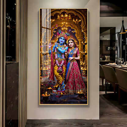 Krishna's Feast of Love Premium Acrylic Vertical Wall Art