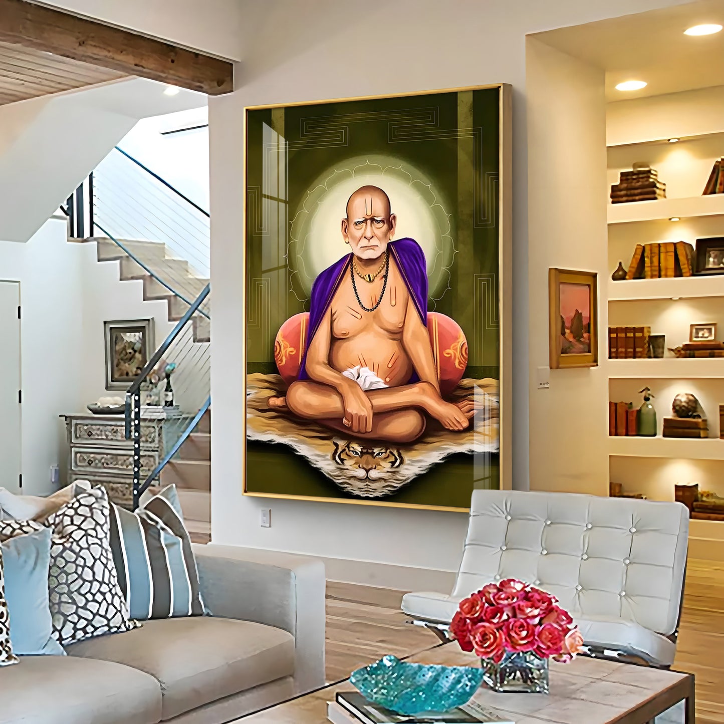 Contemplative Shri Swami Samartha Premium Vertical Acrylic Wall Art