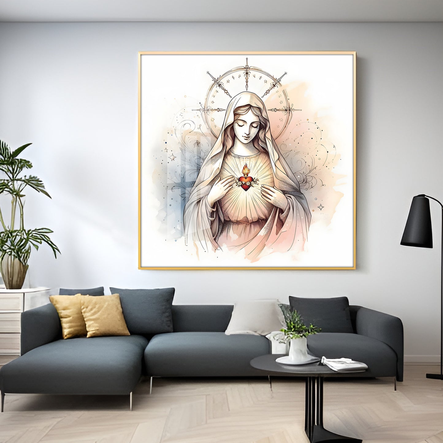 Sacred Heart of Mary Premium Acrylic Square Wall Art