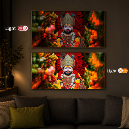 Khatu Shyam Ji Modern Luxury Backlight Horizontal Wall Art