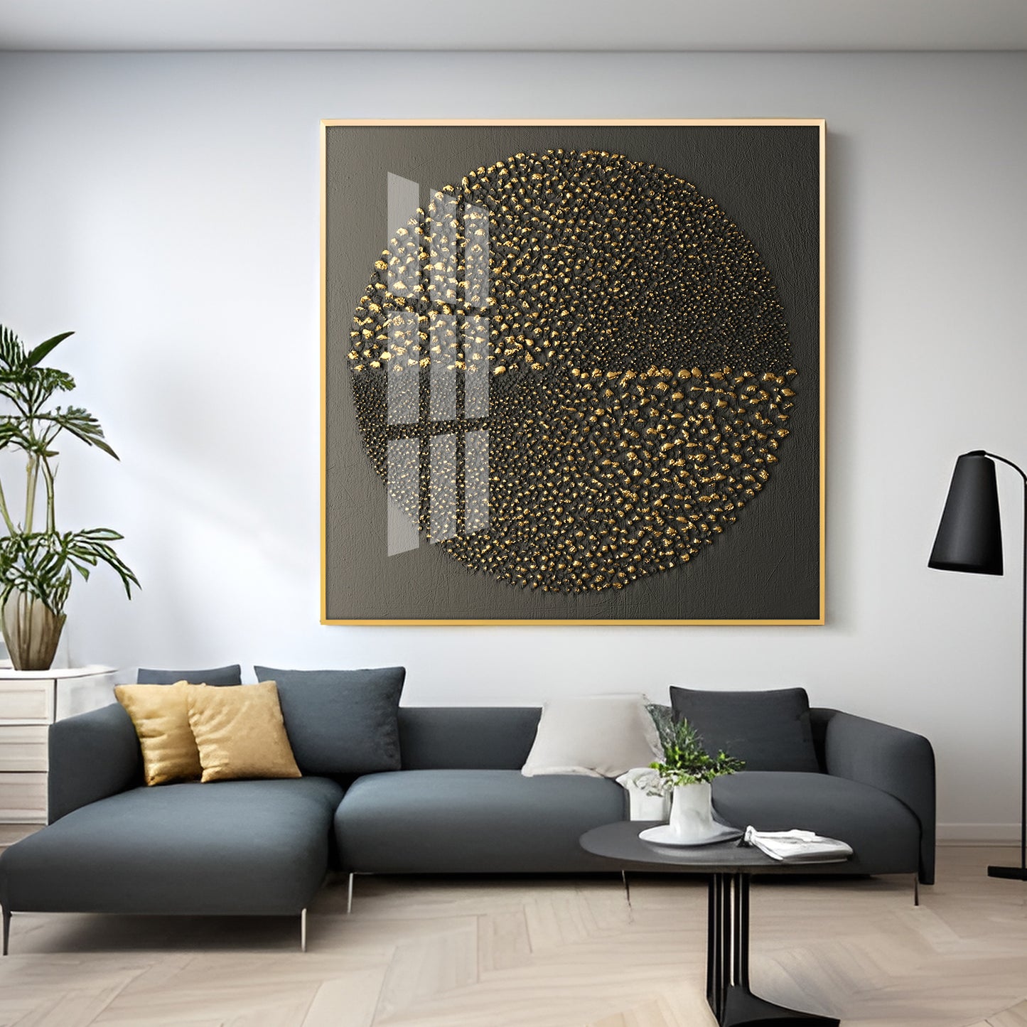 Gold Textured Premium Acrylic Square Wall Art