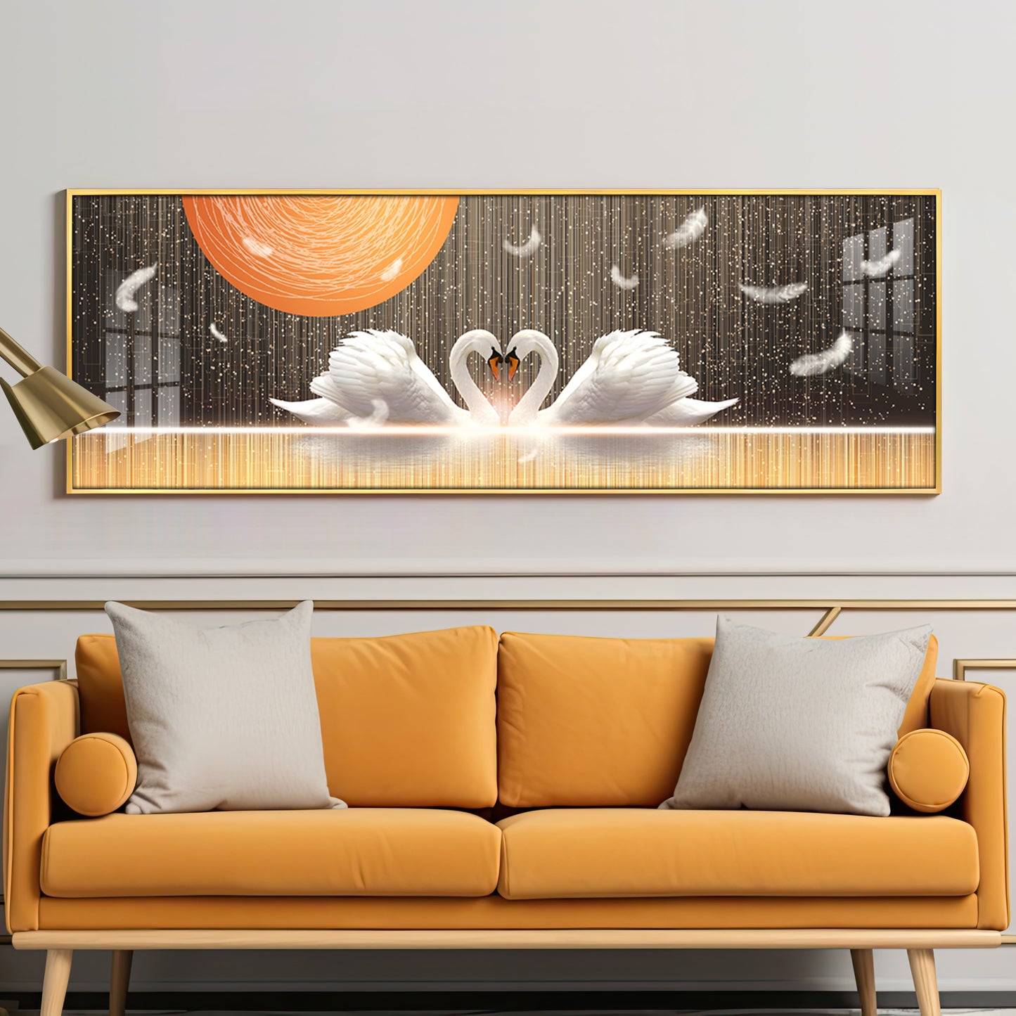 Swans In Sunlight Premium Acrylic Horizontal Wall Art