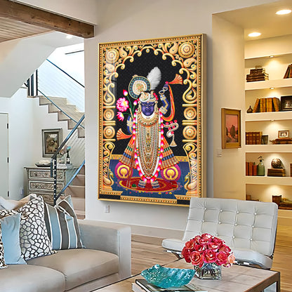Celestial Krishna Premium Acrylic Vertical Wall Art