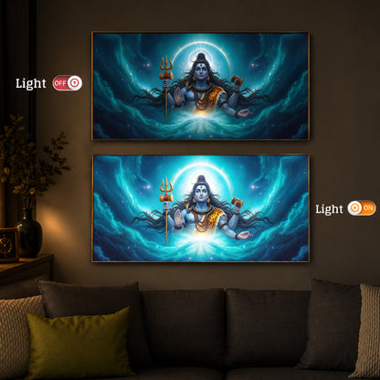 Cosmic Shiva Modern Luxury Backlight Horizontal Wall Art