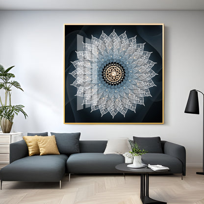 Flower Mandala Luxury Crystal Square Wall Art