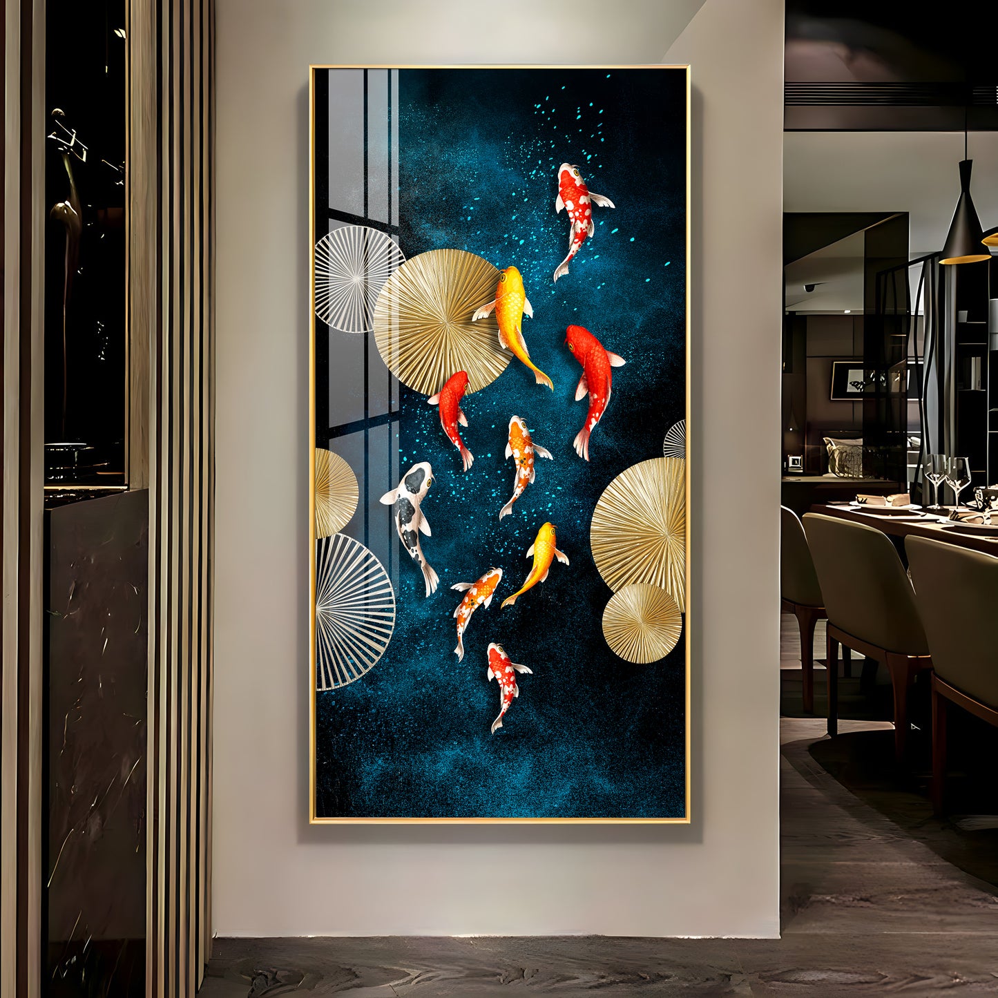 Colourful Koi Fish Premium Acrylic Vertical Wall Art