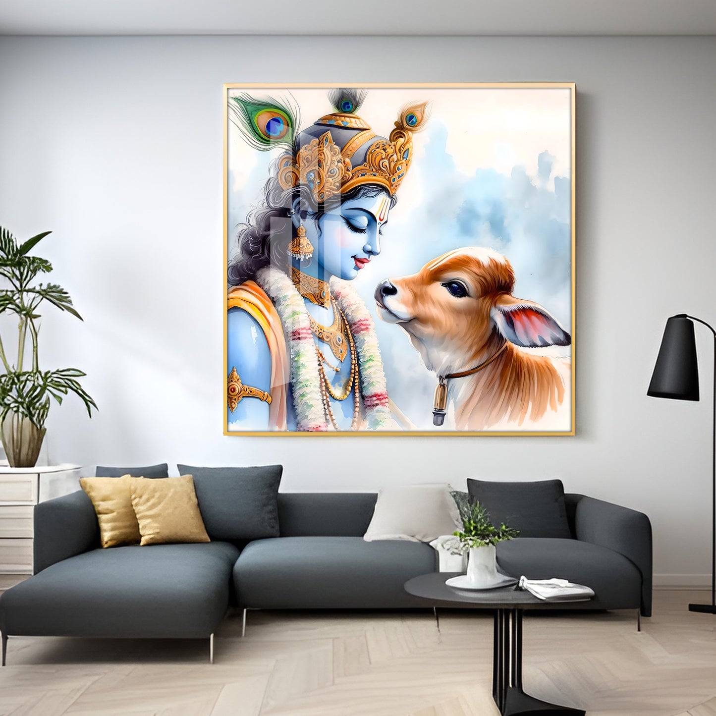 Shree Krishna Govind Premium Acrylic Square Wall Art