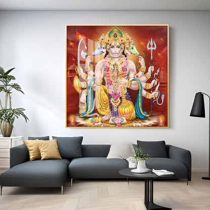 Panchmukhi Hanuman Premium Acrylic Square Wall Art