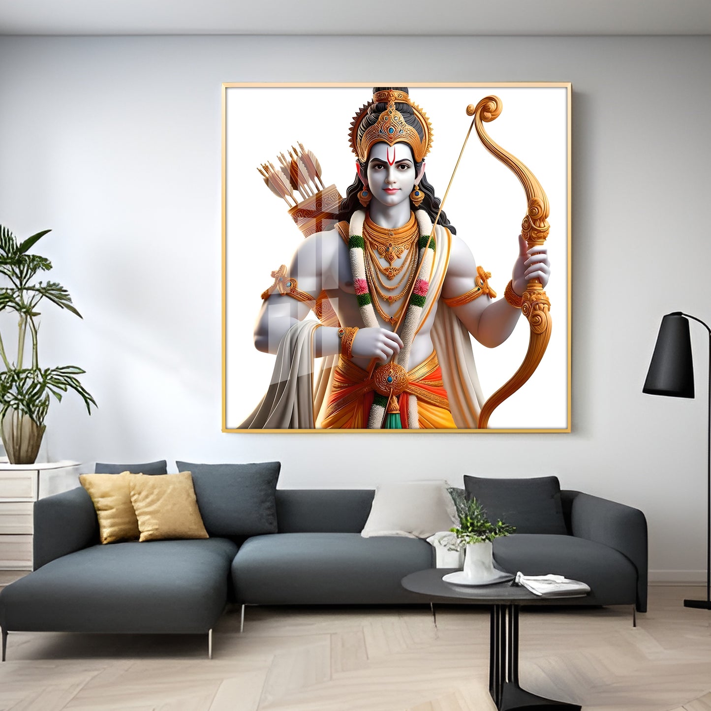 King Of Ayodhya Shree Ram Premium Acrylic Square Wall Art