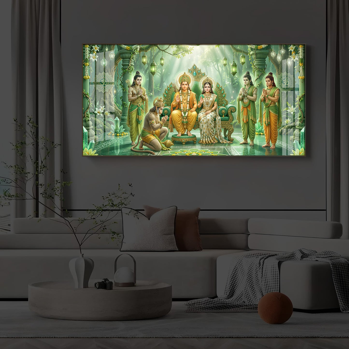 Siya Ram Ji Modern Luxury Backlight Horizontal Wall Art