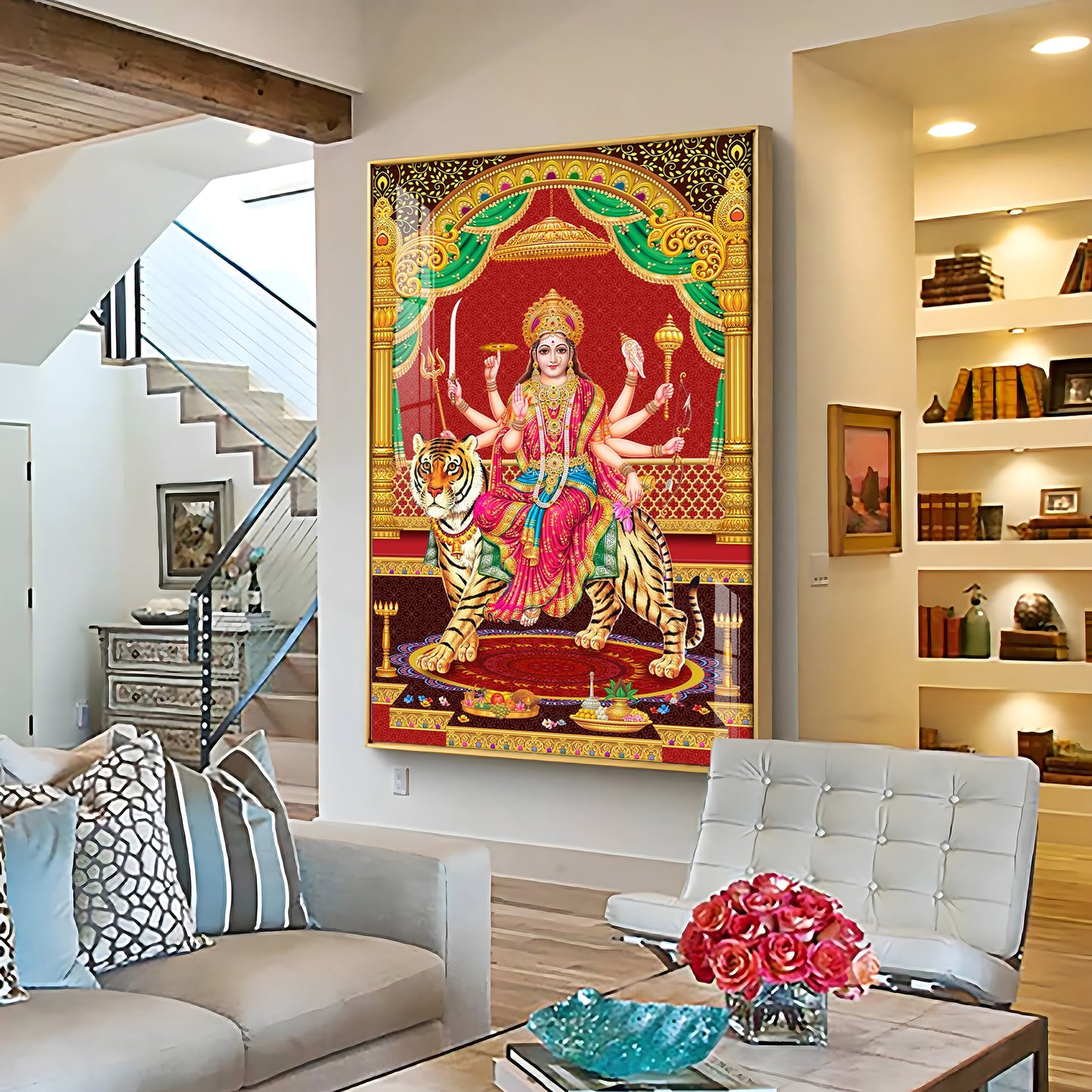 Divine Resonance Of Maa Durga Premium Acrylic Vertical Wall Art