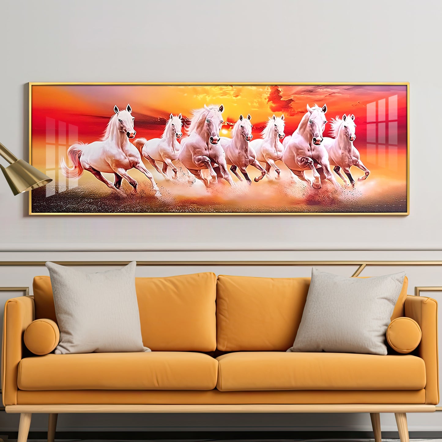 Seven Running Horses Premium Acrylic Horizontal Wall Art