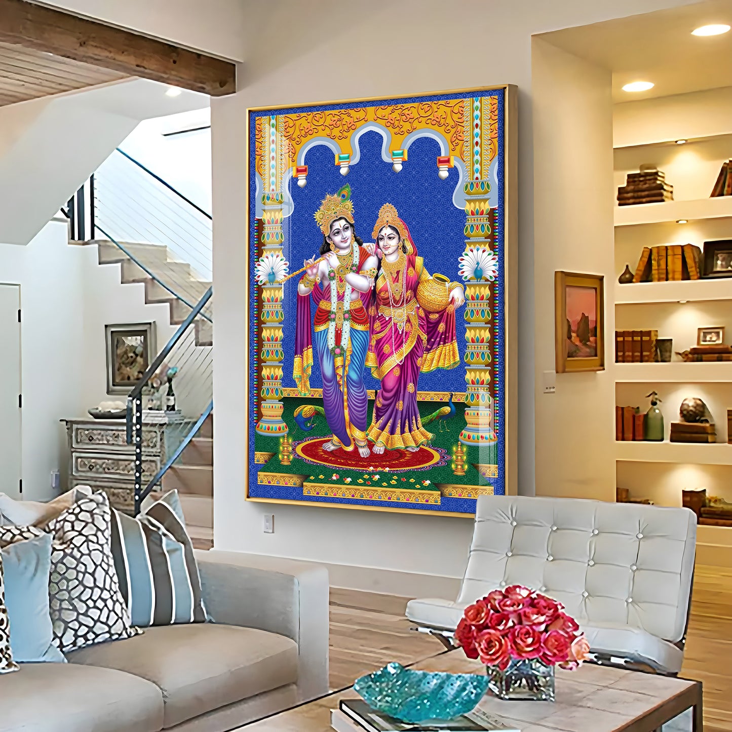 Radha and Krishna Essence Premium Acrylic Vertical Wall Art