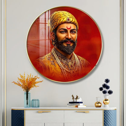 Shivaji Maharaj Premium Acrylic Round Wall Art